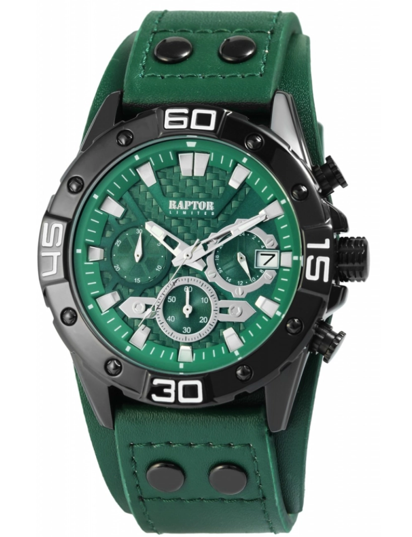 Raptor - Relógio Raptor  LIMITED Homem Cronógrafo com Pulseira de Couro Genuíno