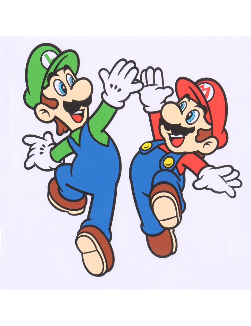 imagem de Camisola de Manga Curta Infantil Super Mario Mario and Luigi Branco2