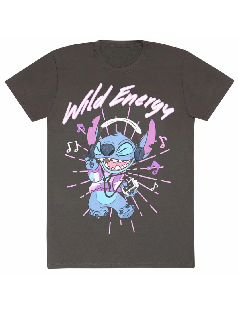 Stitch - Camisola de Manga Curta Stitch Wild Energy Grafite Unissexo