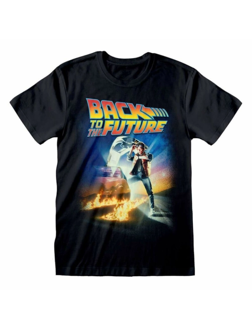 Back To The Future - Camisola de Manga Curta Back to the Future Poster Preto Unissexo