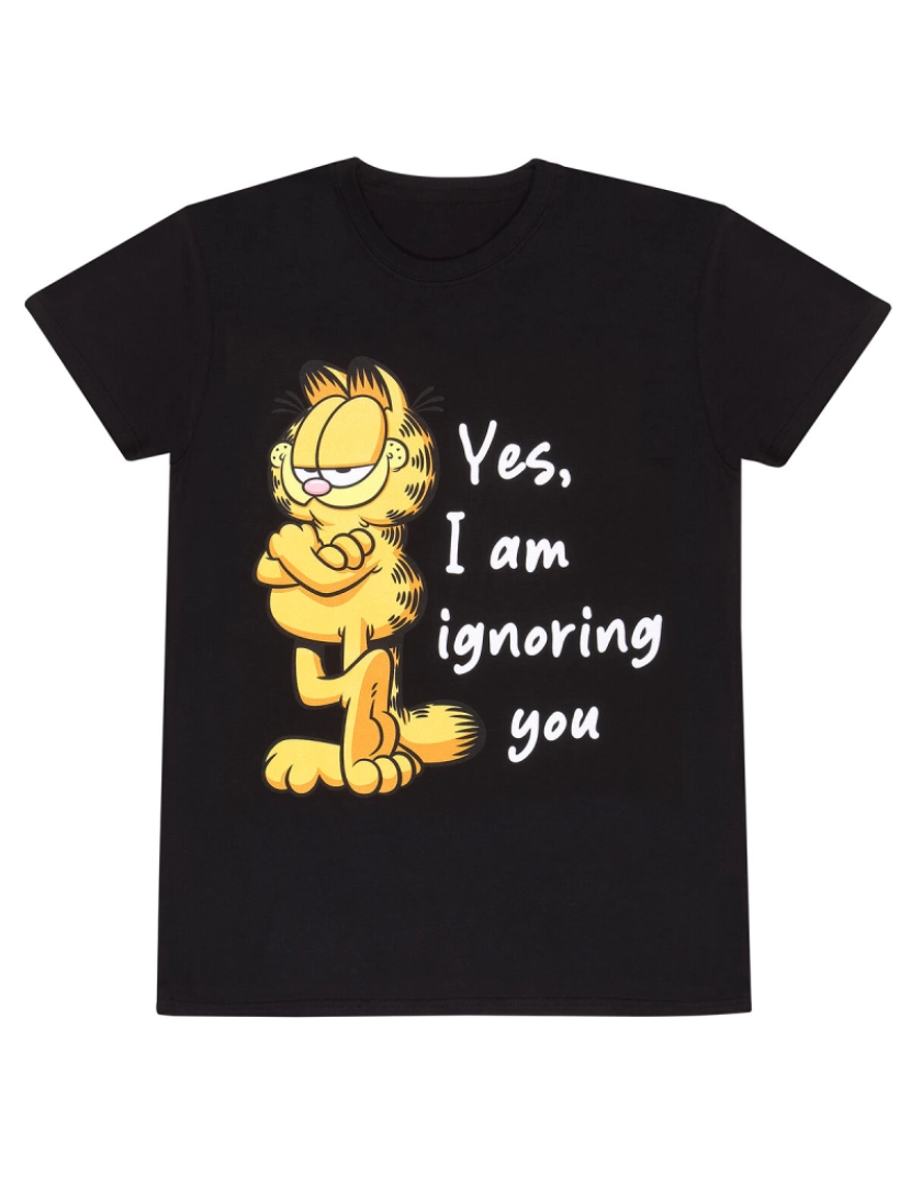 Garfield - Camisola de Manga Curta Unissexo Garfield Ignoring You Preto