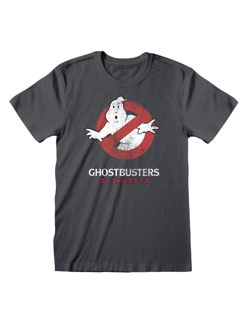 The Ghostbusters - Camisola de Manga Curta Unissexo The Ghostbusters Japanese Text Cinzento escuro