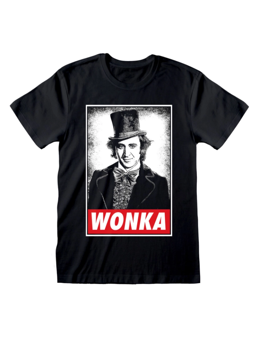 Willy Wonka - Camisola de Manga Curta Unissexo Willy Wonka Wonka Preto