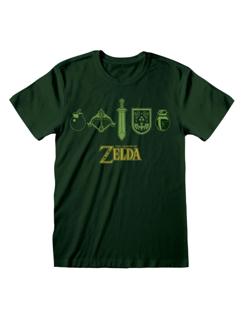 The Legend Of Zelda - Camisola de Manga Curta Unissexo The Legend of Zelda Icons Verde-escuro