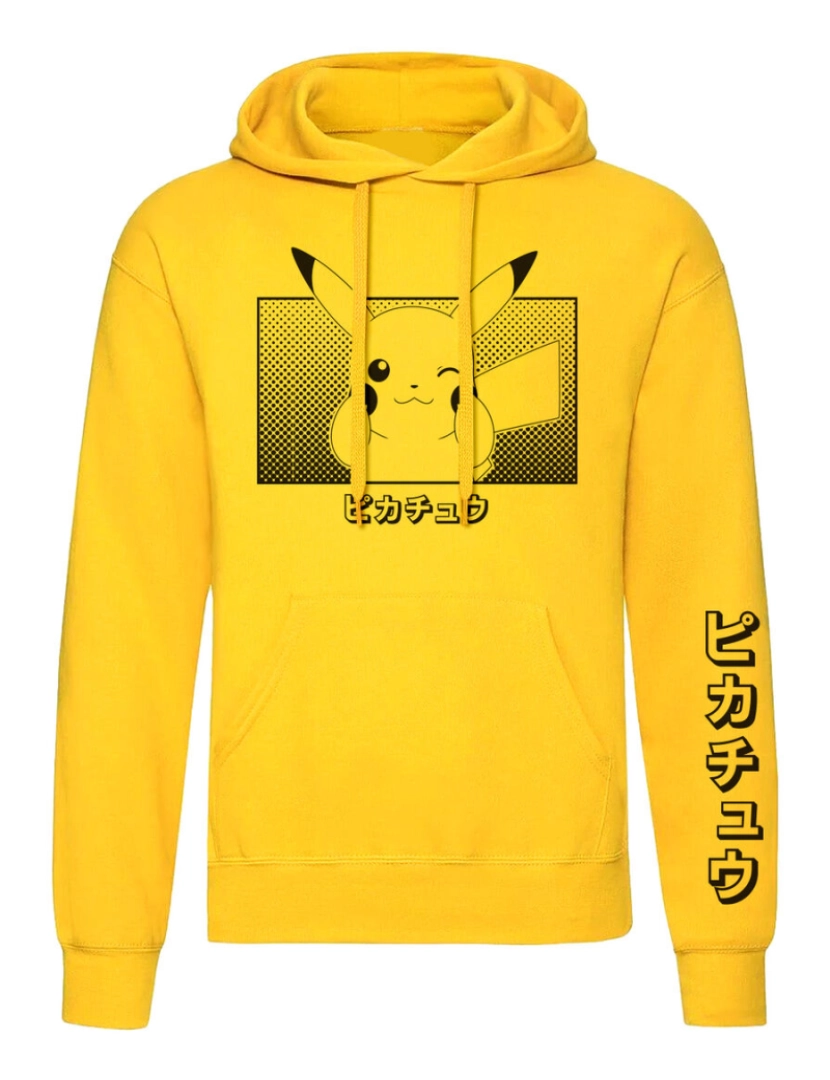 Pokemon - Polar com Capuz Unissexo Pokémon Pikachu Katakana Amarelo