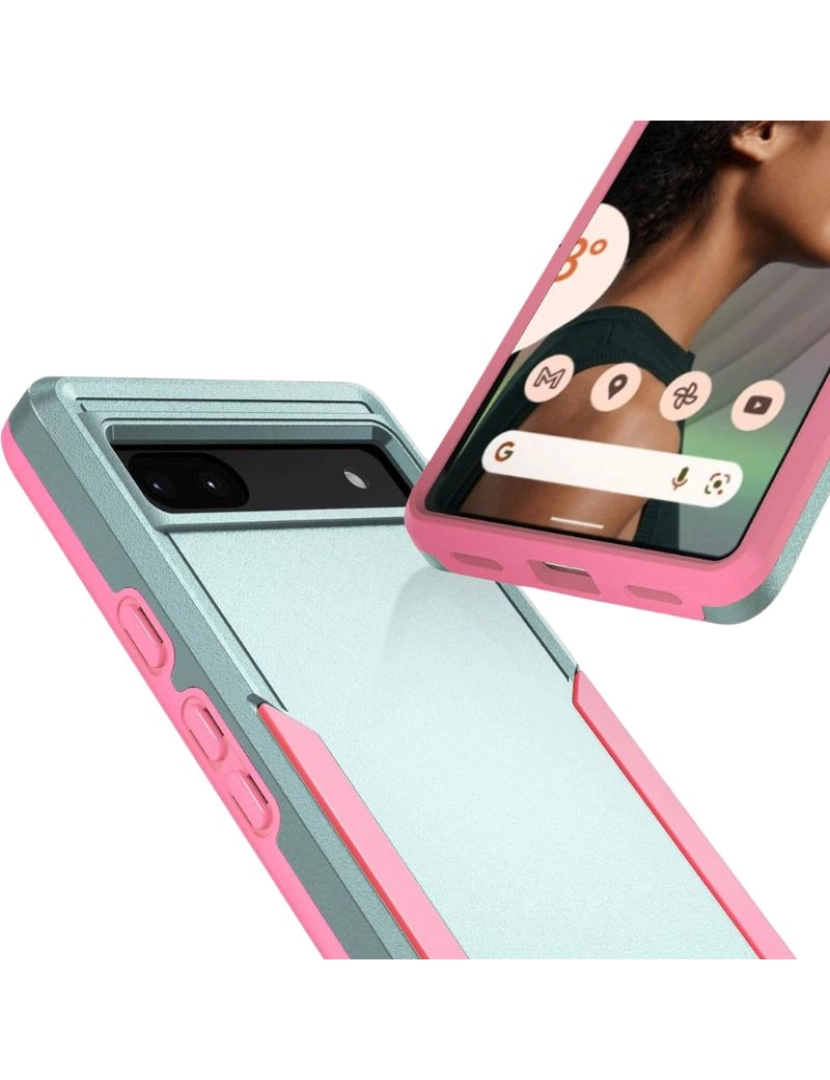 imagem de Capa com camada dupla para Google Pixel 6 Rosa e verde2