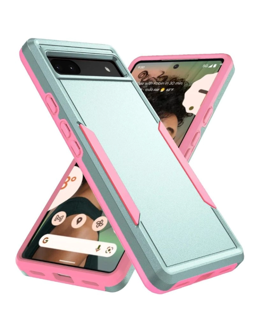 Antiimpacto! - Capa com camada dupla para Google Pixel 7 Rosa e verde