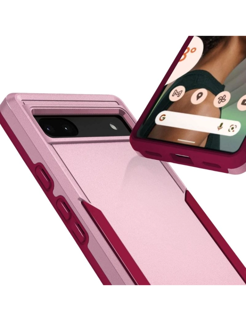 imagem de Capa com camada dupla para Google Pixel 6 Rosa e Vermelho2