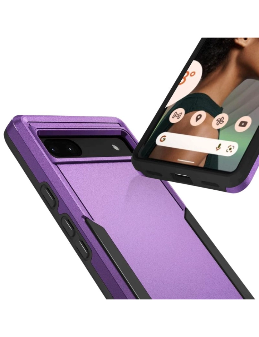 imagem de Capa com camada dupla para Google Pixel 6A Roxo e preto2