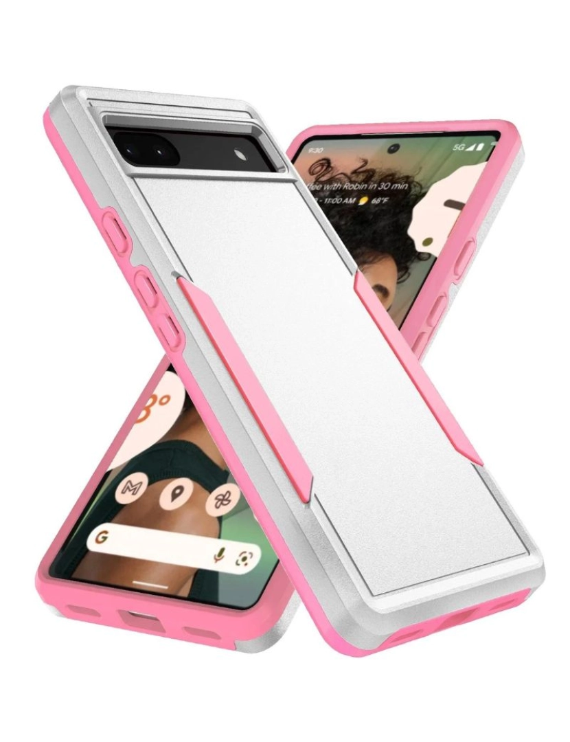 Antiimpacto! - Capa com camada dupla para Google Pixel 6A Branco e Rosa