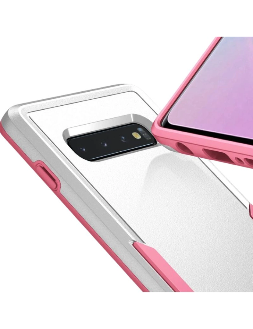 imagem de Capa com camada dupla para Google Pixel 6A Branco e Rosa2