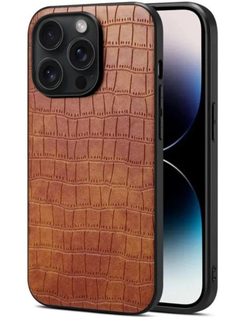 Antiimpacto! - Capa com textura em crocodilo para Iphone Xs Castanho