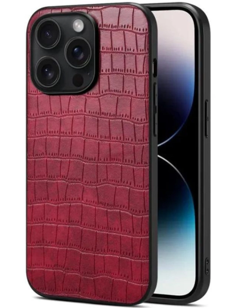 Antiimpacto! - Capa com textura em crocodilo para Iphone 8 Plus Vermelho