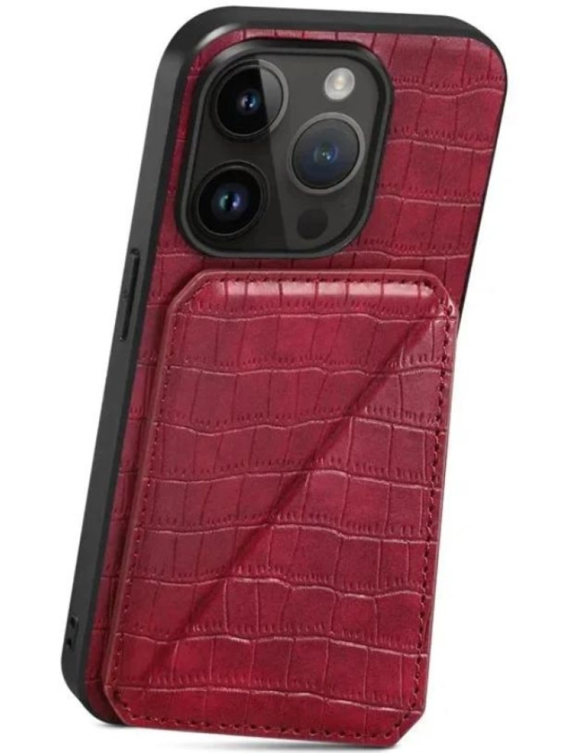 imagem de Capa textura crocodilo porta cartões e suporte para Iphone SE 2020 Vermelho2