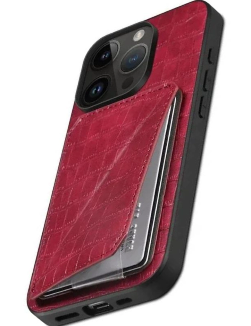 imagem de Capa textura crocodilo porta cartões e suporte para Iphone SE 2020 Vermelho3