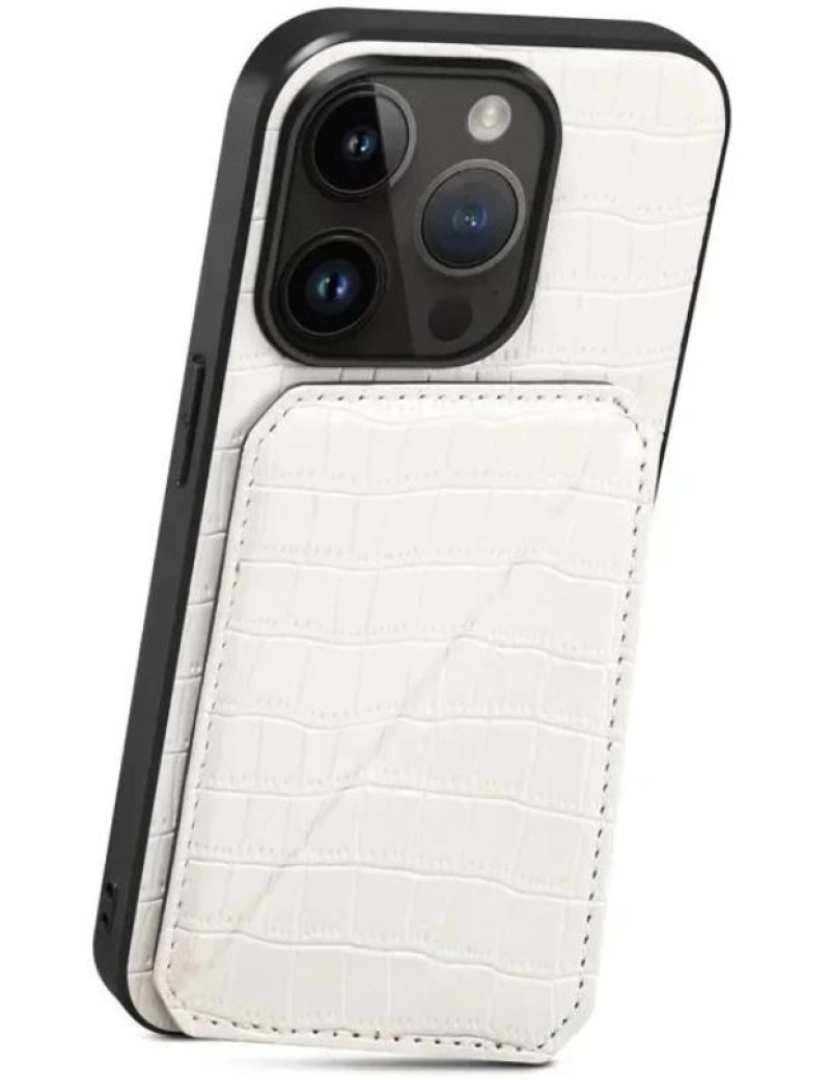 imagem de Capa textura crocodilo porta cartões e suporte para Iphone 7 Plus Branco2