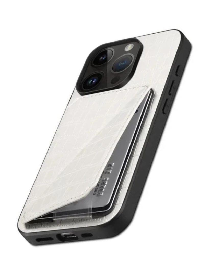 imagem de Capa textura crocodilo porta cartões e suporte para Iphone X Branco3