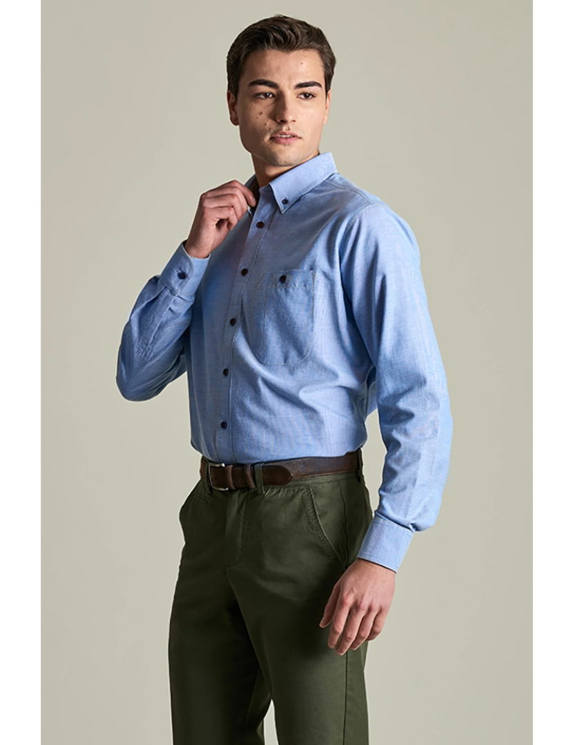 Giovanni Galli - Camisa Oxford Cintada Azul Turquesa