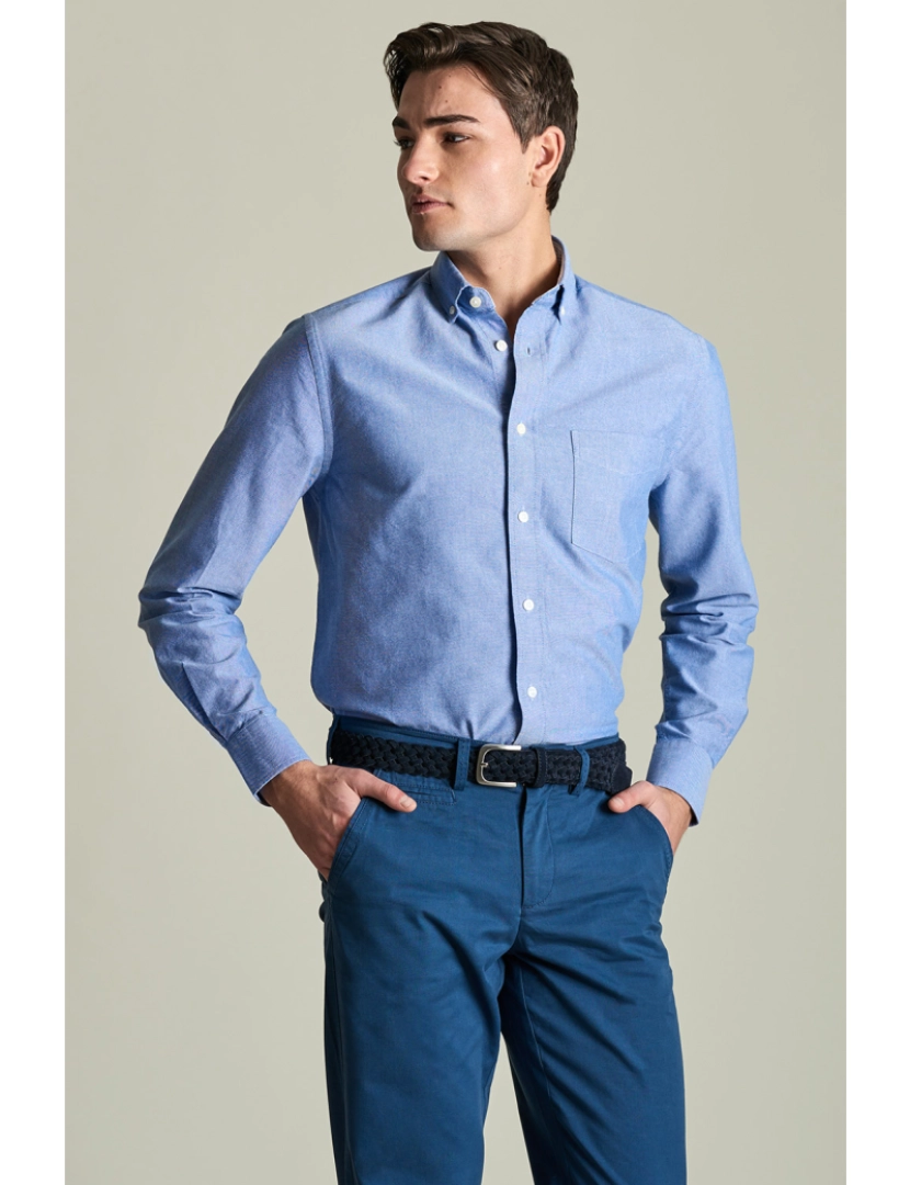 Giovanni Galli - Camisa Oxford Azul Médio