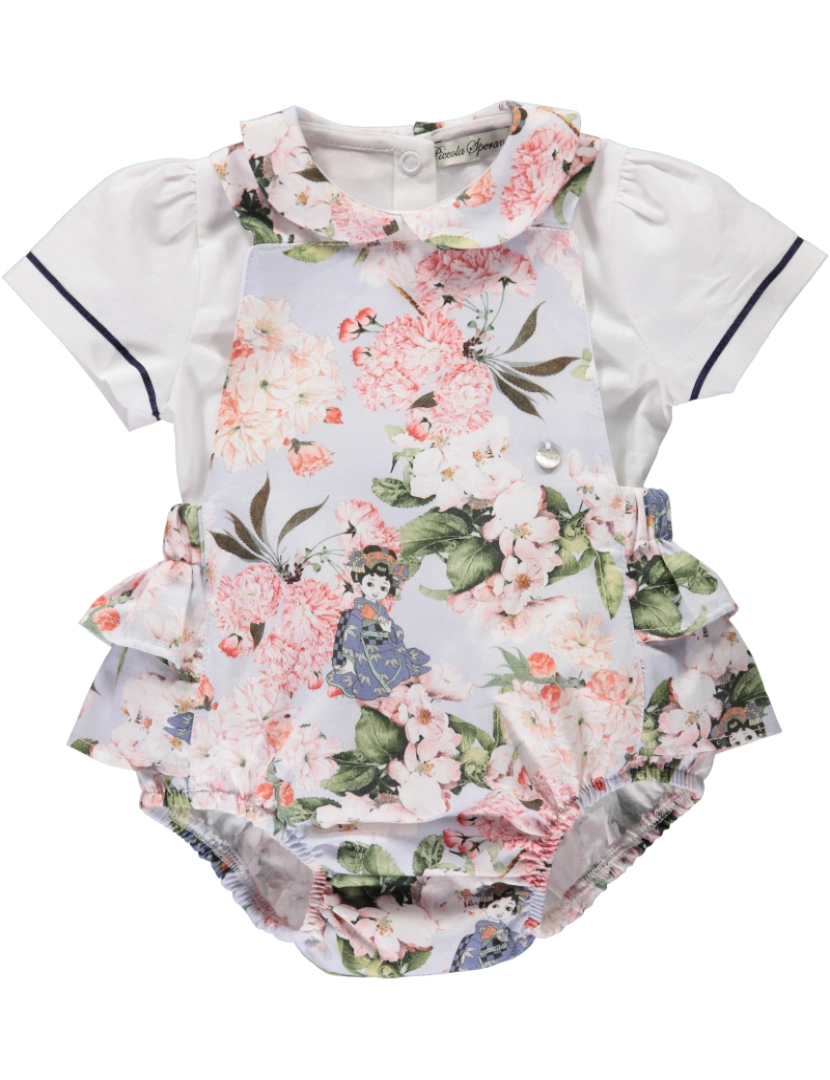imagem de Conjunto de bebé com body floral e blusa branca1