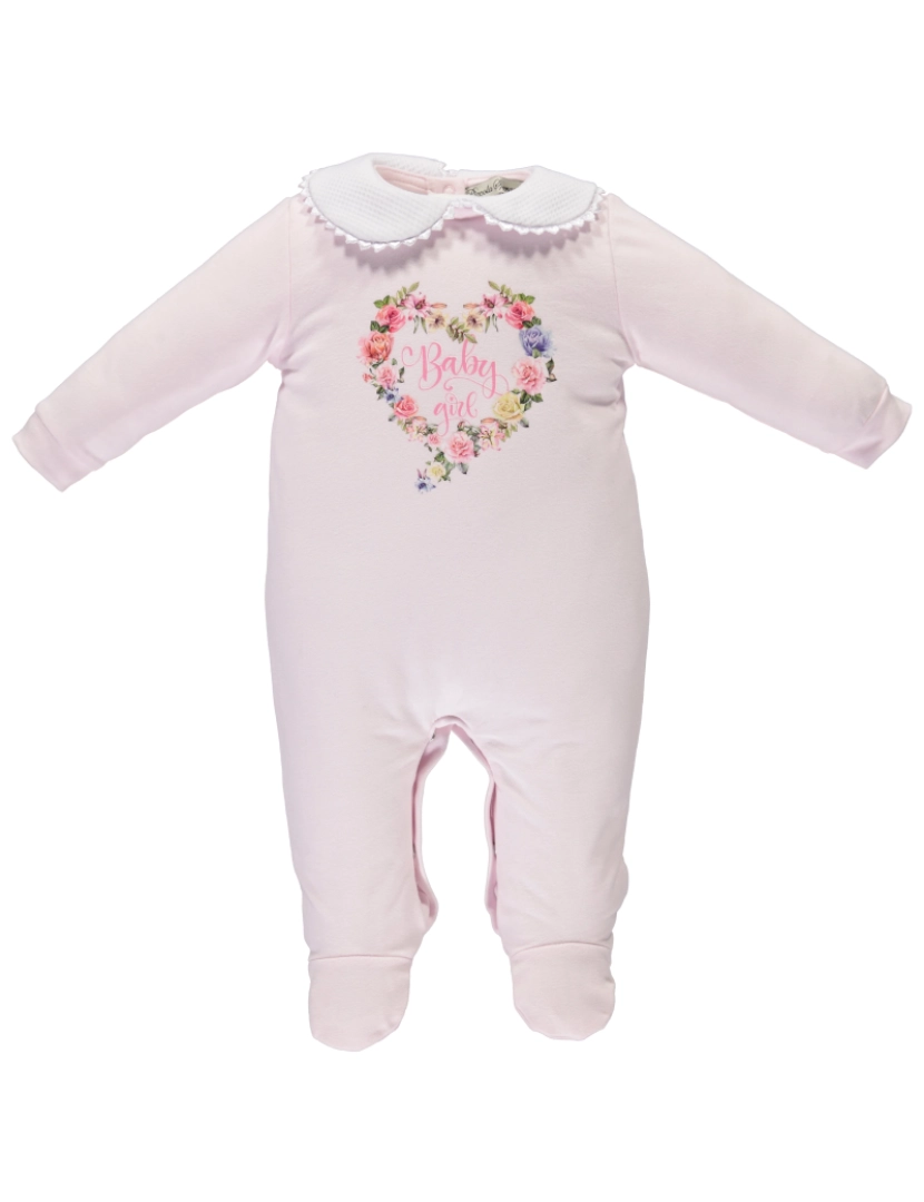 Piccola Speranza - Babygrow com detalhes na gola e transfer com imagem no centro.