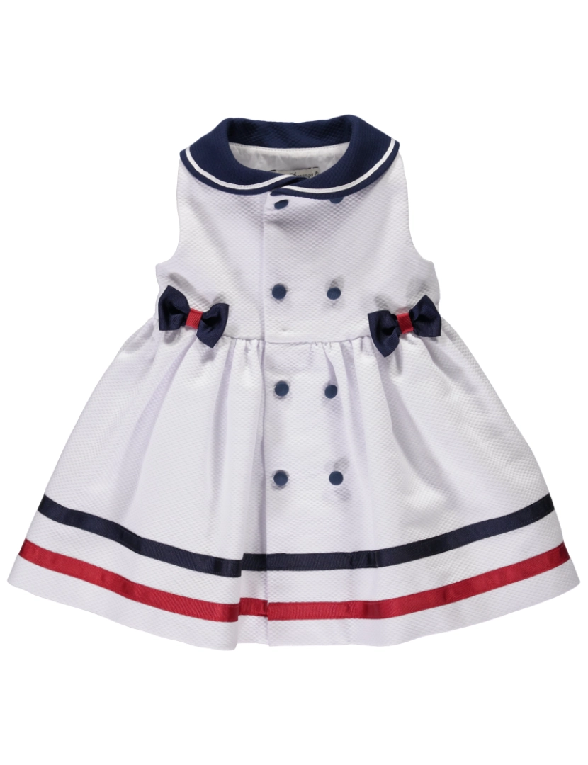 Piccola Speranza - Vestido branco estilo nautico/ marinheiro sem manga