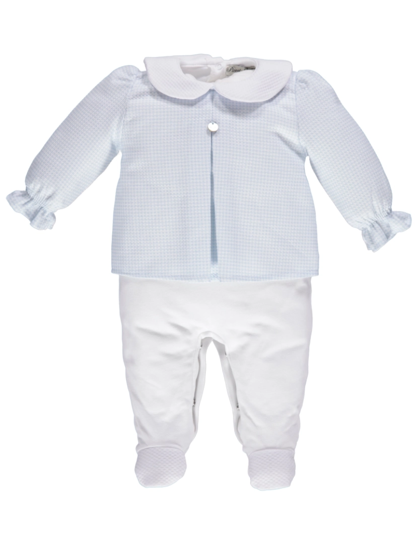 Piccola Speranza - Babygrow branco de menino com túnica azul e gola