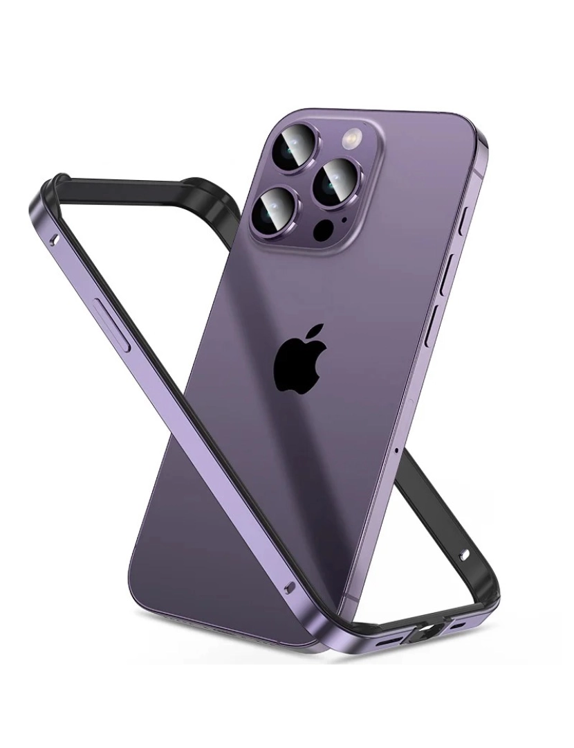 imagem de capa Bumper Liga de alumínio dual para Iphone 12 Roxo e preto3