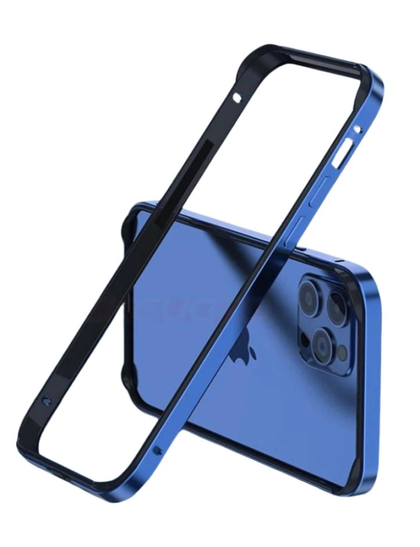 Antiimpacto! - capa Bumper Liga de alumínio dual para Iphone 11 Pro Max Azul e preto