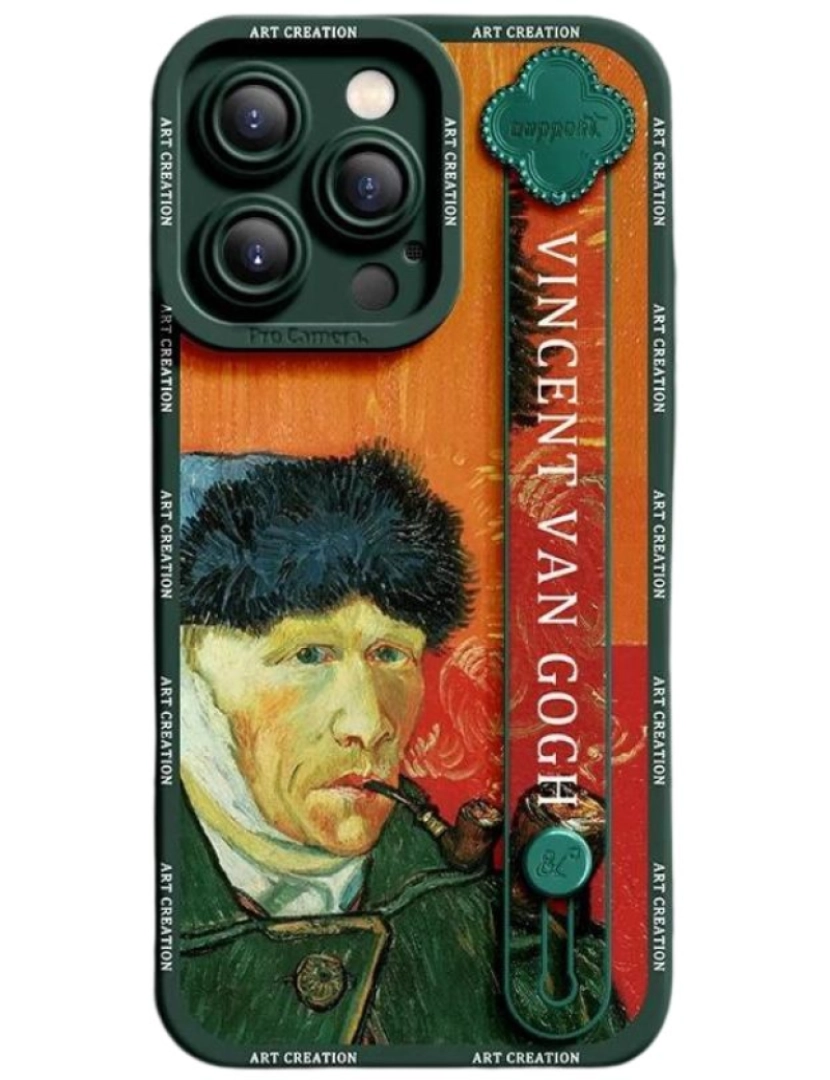 Antiimpacto! - Capa com suporte Van Gogh Autorretrato para Iphone 7 Verde