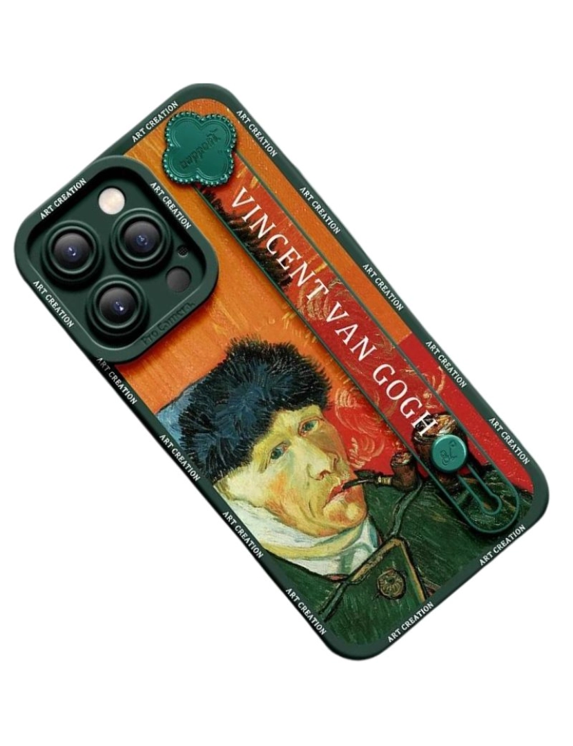 imagem de Capa com suporte Van Gogh Autorretrato para Iphone 7 Verde2