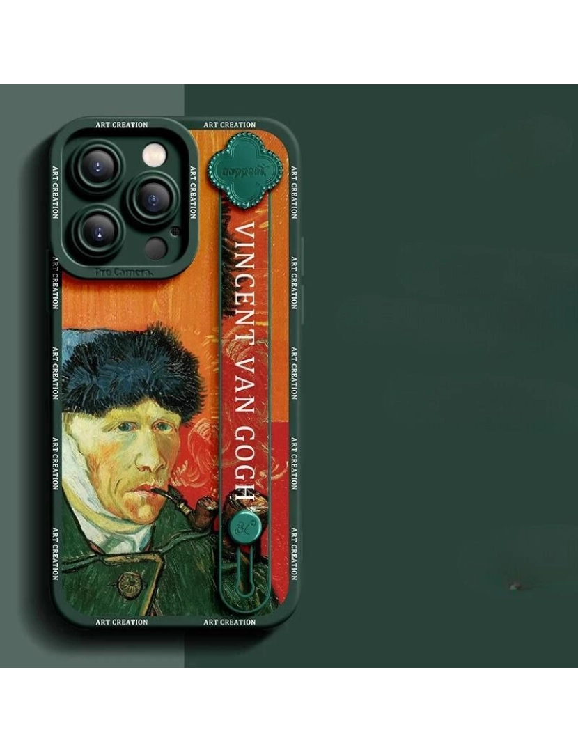 imagem de Capa com suporte Van Gogh Autorretrato para Iphone 7 Verde3