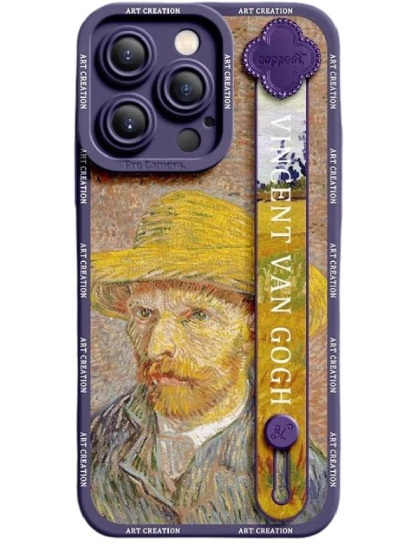 Antiimpacto! - Capa com suporte Van Gogh Autorretrato para Iphone 8 Roxo