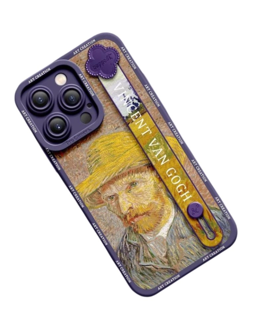 imagem de Capa com suporte Van Gogh Autorretrato para Iphone 8 Roxo2