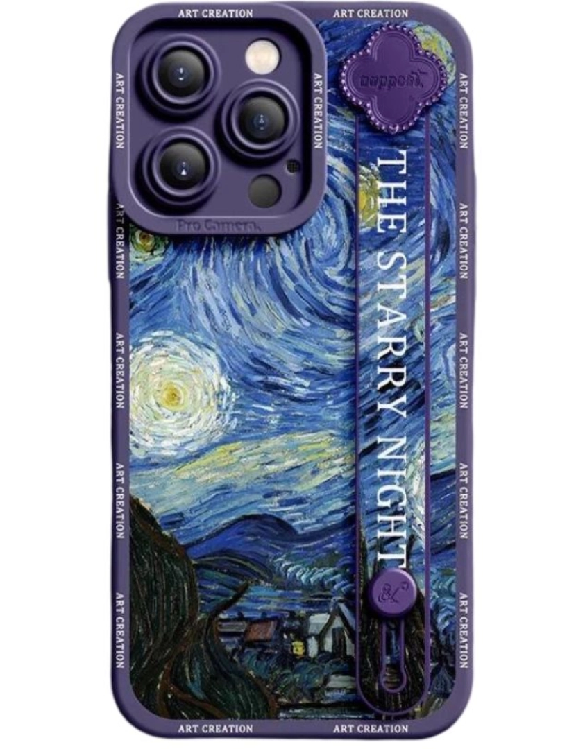 Antiimpacto! - Capa com suporte Van Gogh - A Noite Estrelada para Iphone SE 2022