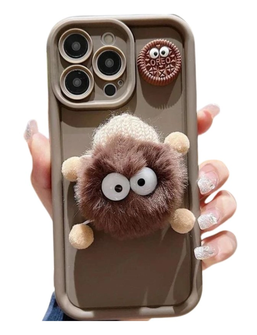 imagem de Capa Peluche 3D para Iphone 7 Castanho3