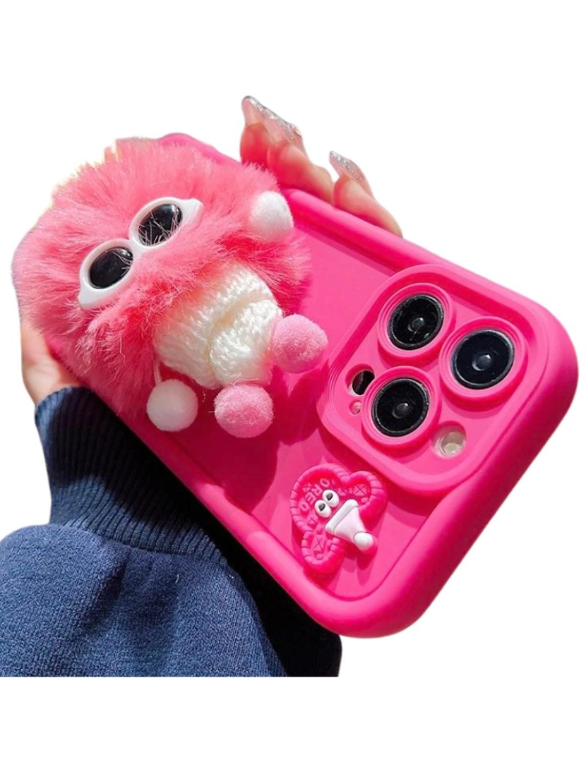 imagem de Capa Peluche 3D para Iphone 7 Rosa Escuro2