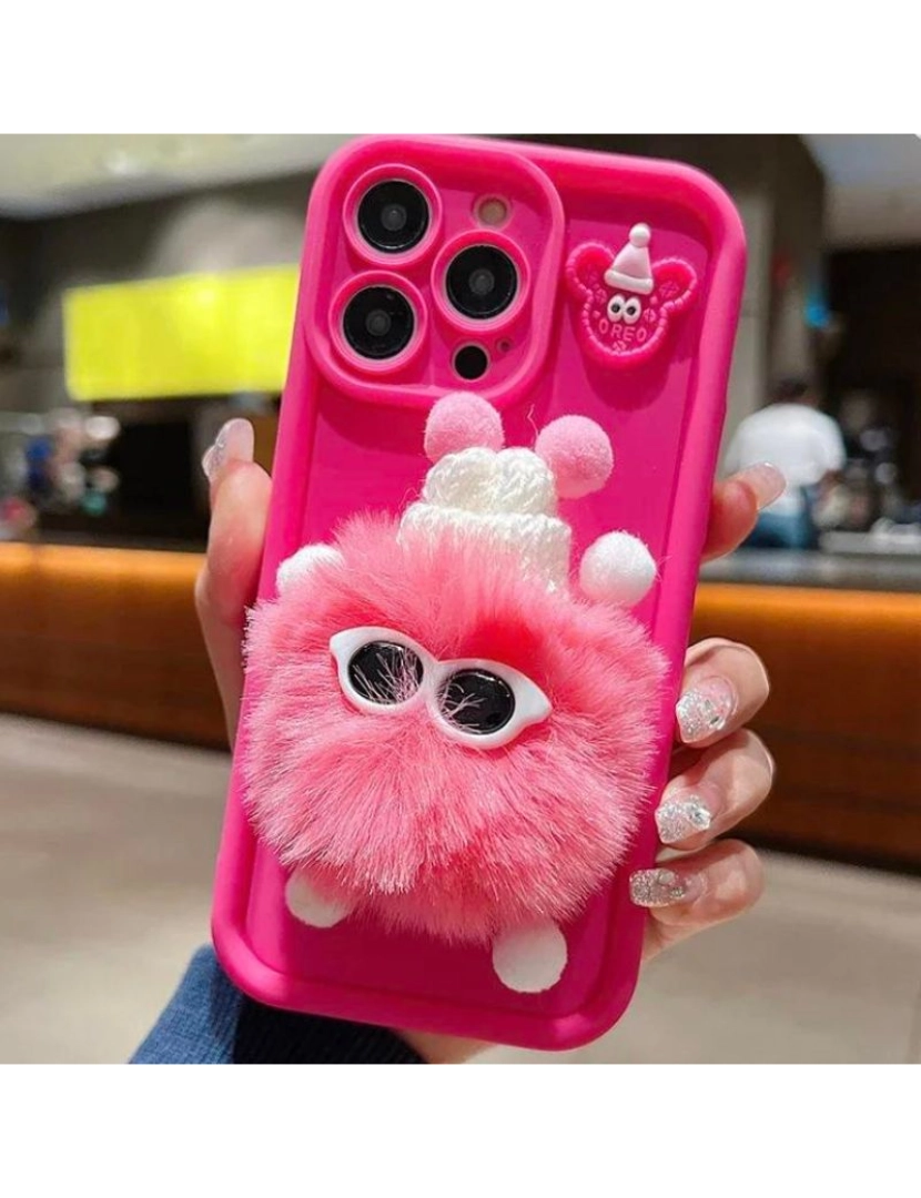 imagem de Capa Peluche 3D para Iphone 7 Rosa Escuro3