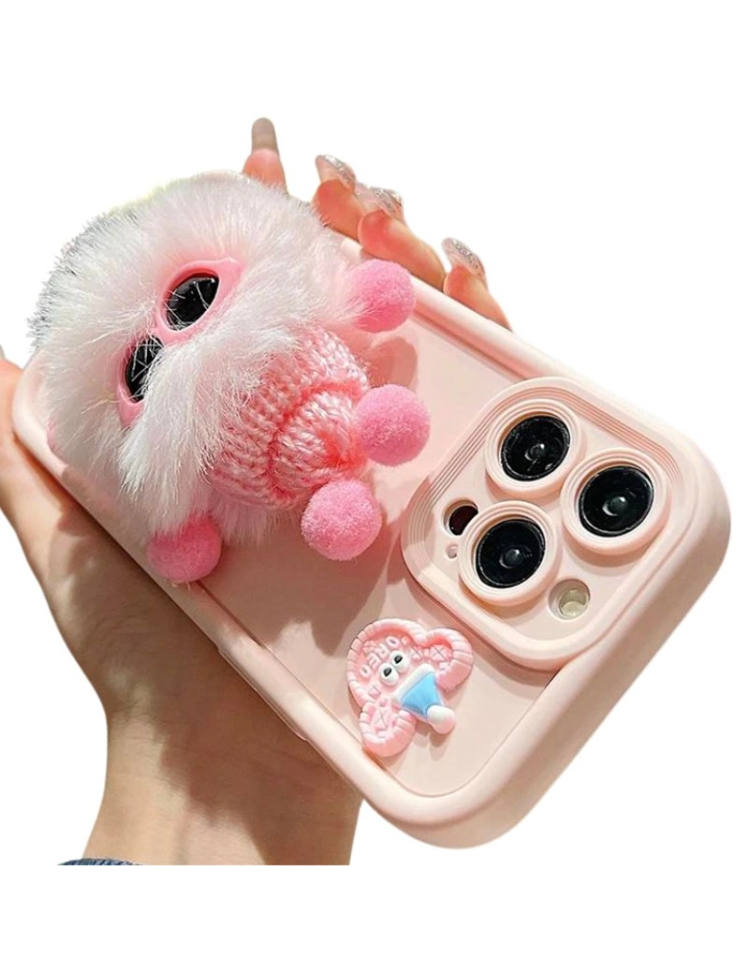 imagem de Capa Peluche 3D para Iphone 7 Rosa Claro2