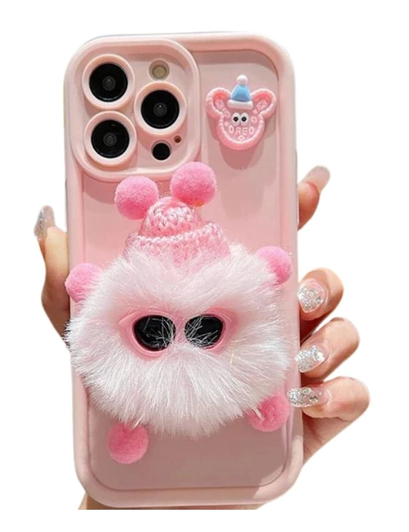 imagem de Capa Peluche 3D para Iphone 7 Rosa Claro3