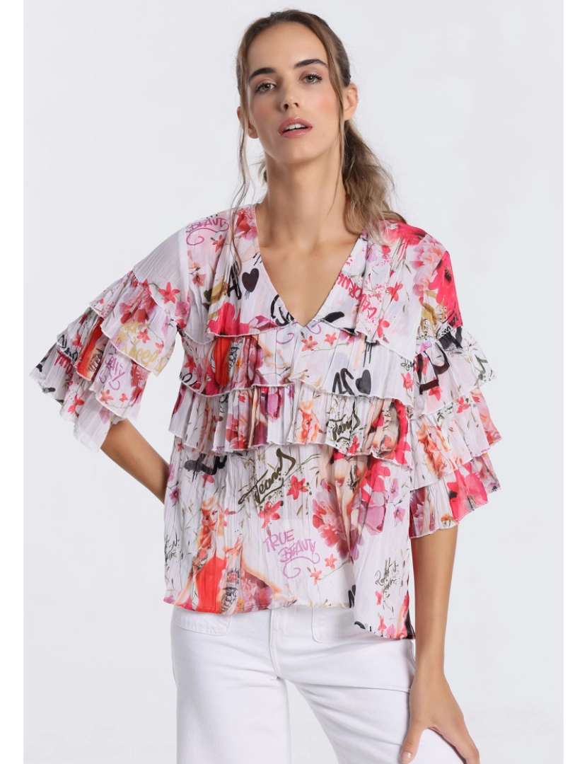 Lois Jeans - Lois Jeans - Blouse impresso com babados