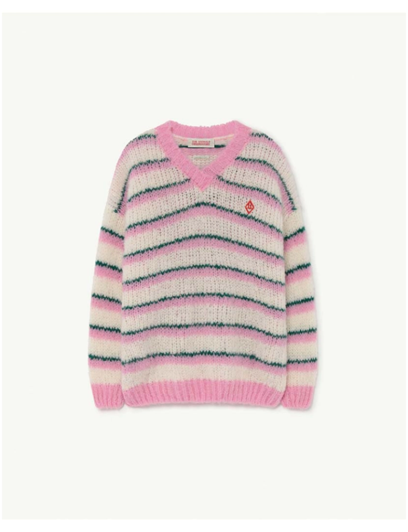 The Animals Observatory - Stripes Toucan Kids Sweater Logotipo Rosa