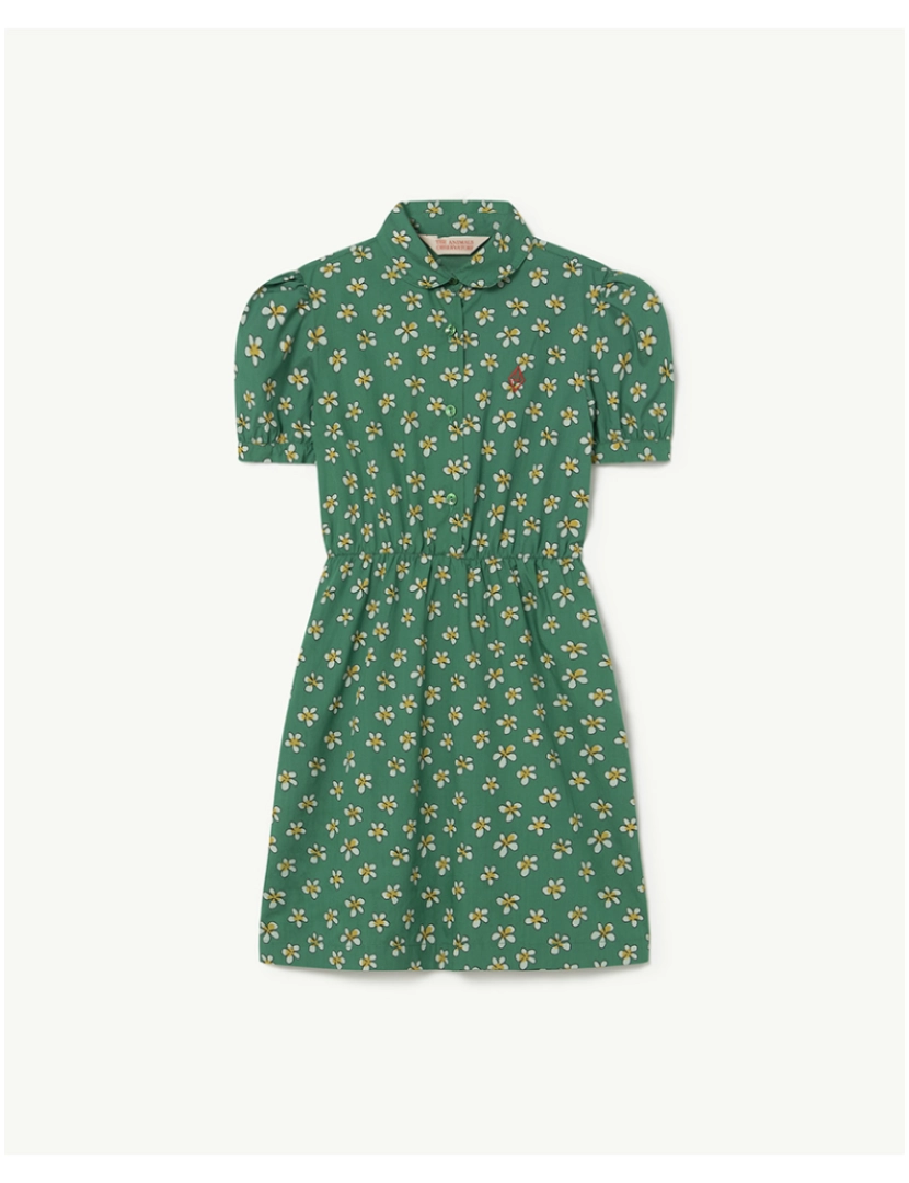 The Animals Observatory - Vestido Pombo Kids Verde_Flores Brancas