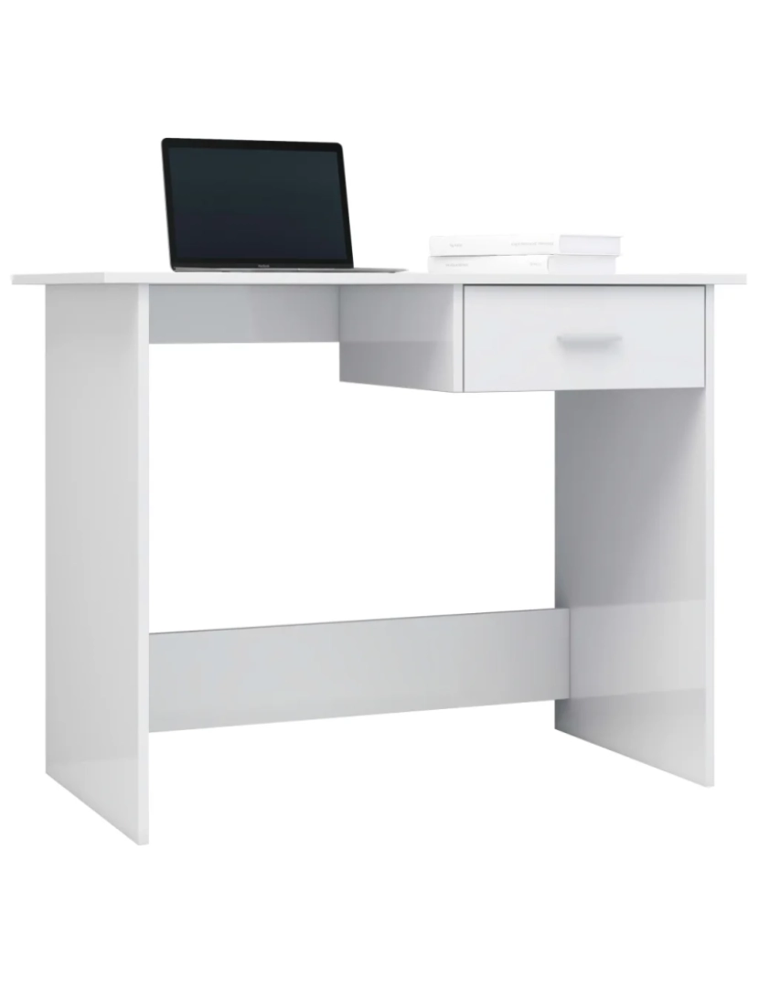imagem de Secretária，Mesa de estudo, Escrivaninha 100x50x76 cm contraplacado branco brilhante CFW145373