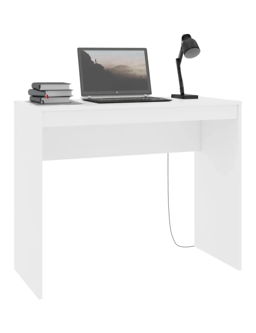 imagem de Secretária，Mesa de estudo, Escrivaninha 90x40x72 cm derivados de madeira branco CFW976353