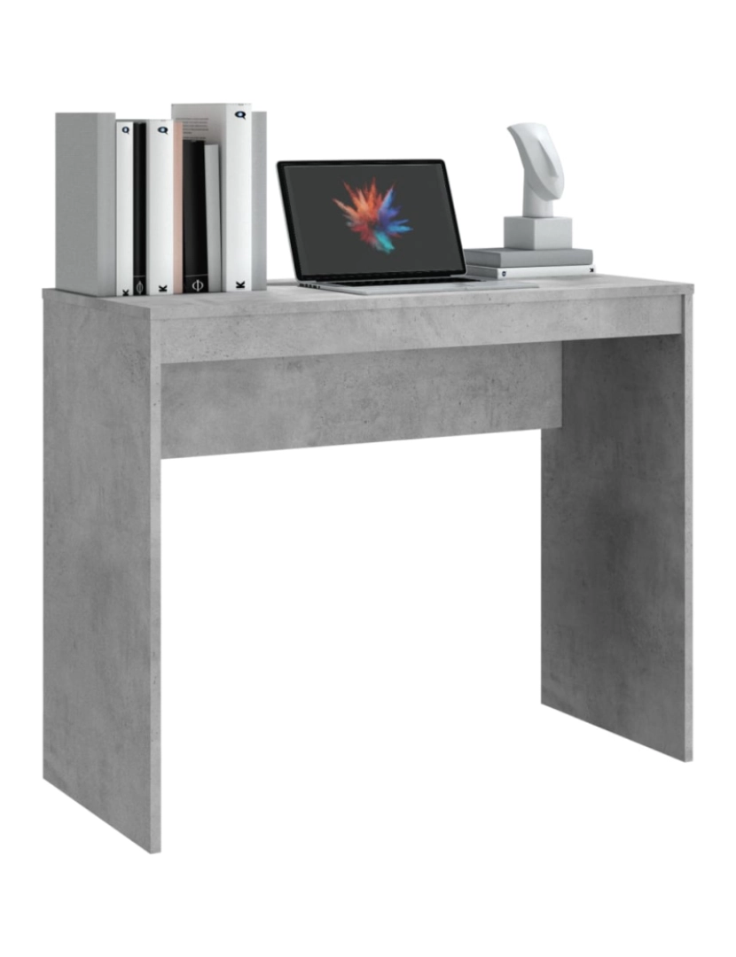 imagem de Secretária，Mesa de estudo, Escrivaninha 90x40x72 cm derivados de madeira cinza cimento CFW956984