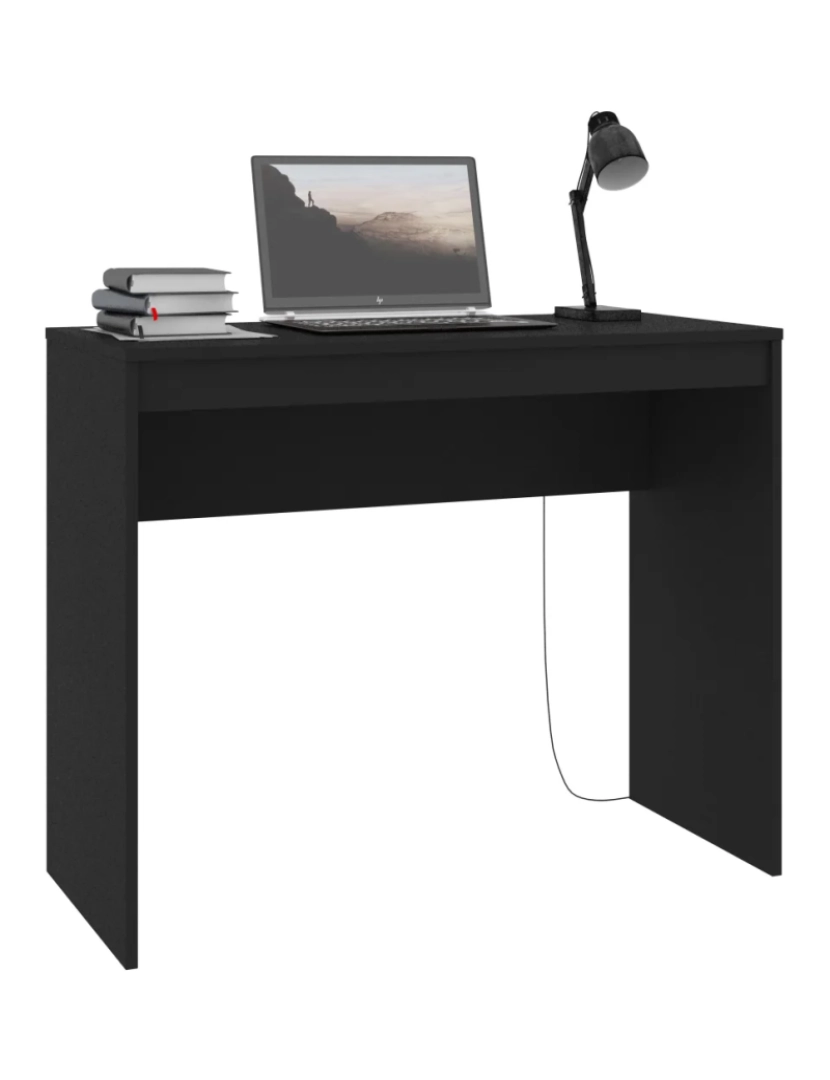 imagem de Secretária，Mesa de estudo, Escrivaninha 90x40x72 cm derivados de madeira preto CFW691993