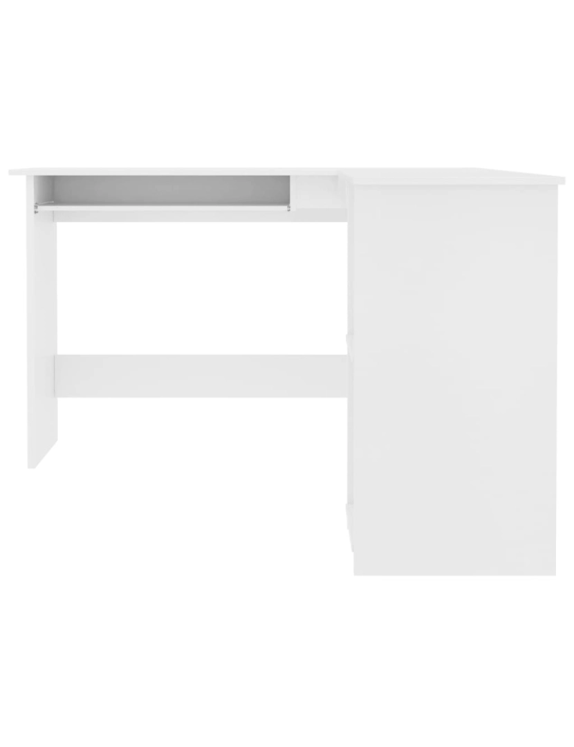 imagem de Secretária，Mesa de estudo, Escrivaninha de canto forma L 120x140x75 cm contraplacado branco CFW107934