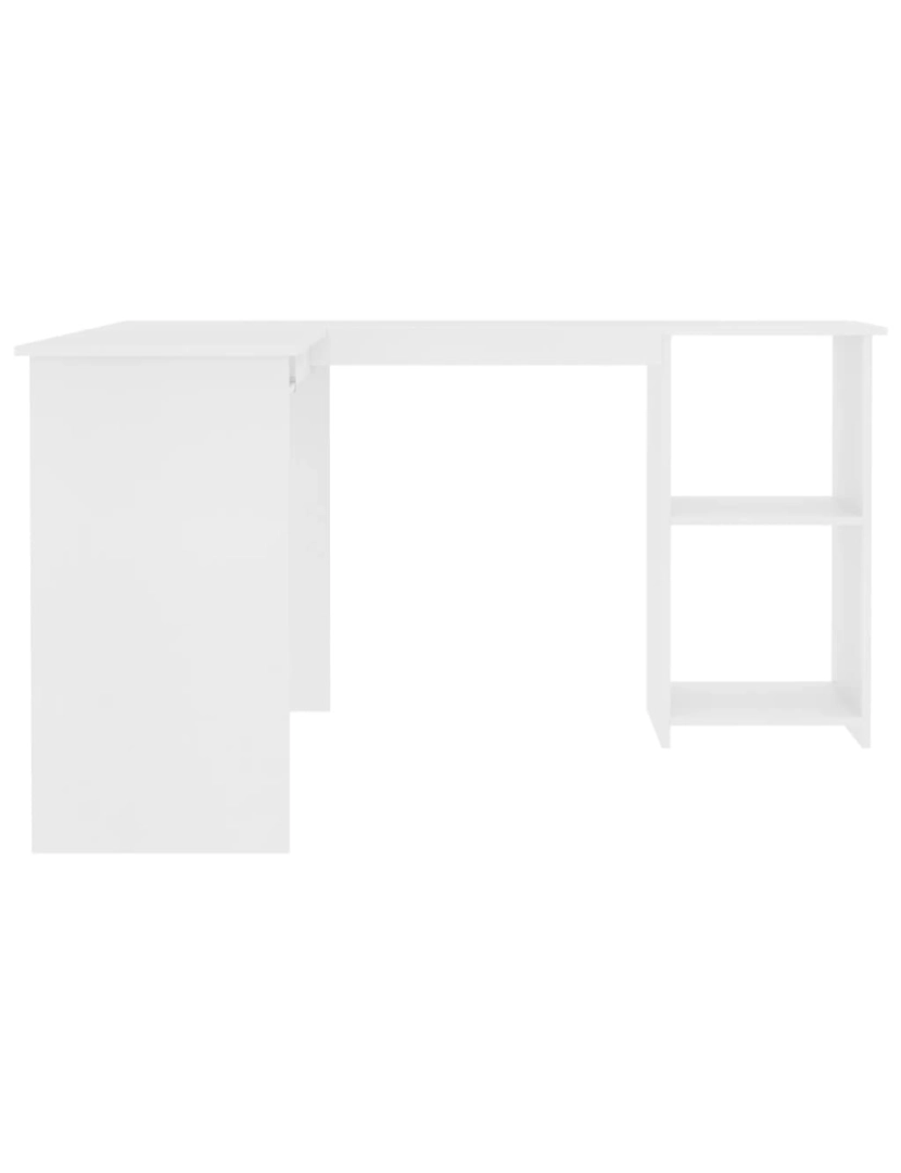 imagem de Secretária，Mesa de estudo, Escrivaninha de canto forma L 120x140x75 cm contraplacado branco CFW107935