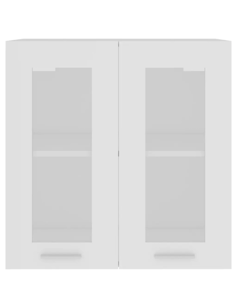 imagem de Armário de parede，Armário de armazenamento c/ vidro 60x31x60 cm contraplacado branco CFW593956